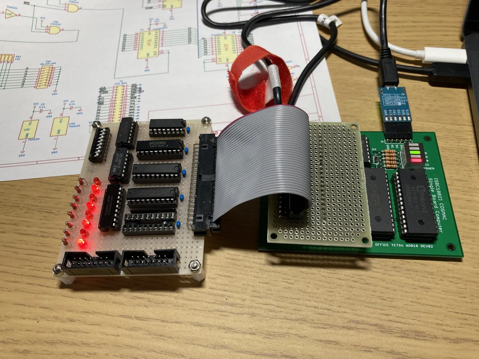 SBC1802用LEDテスト&I/Oボードを作る